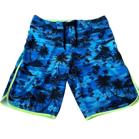 Burnside Boardshorts Men’s Size 34 Waist Blue Tropical Print Surf Tool - Picture 1 of 5